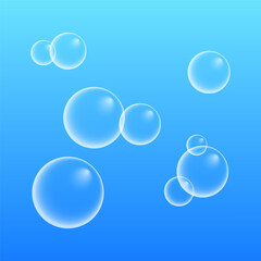 A set of colorful and colorful soap bubbles to create a design. Isolated, transparent, realistic soap bubbles on a transparent background.