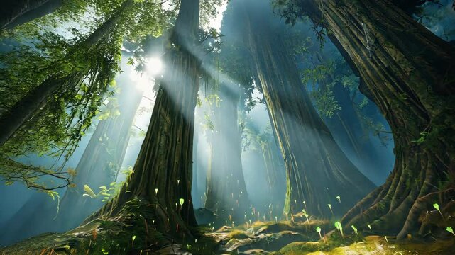 Plant nature magic green forest in cinematic view