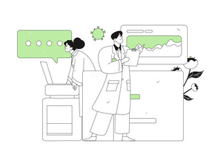Doctor examines patient flat vector concept operation hand drawn illustration
