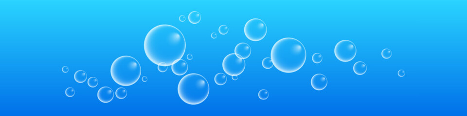 A set of colorful and colorful soap bubbles to create a design. Isolated, transparent, realistic soap bubbles on a transparent background.