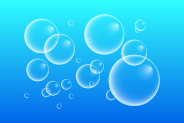 A set of colorful and colorful soap bubbles to create a design. Isolated, transparent, realistic soap bubbles on a transparent background.
