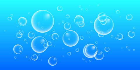 A set of colorful and colorful soap bubbles to create a design. Isolated, transparent, realistic soap bubbles on a transparent background.