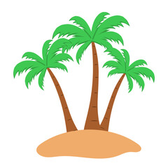 Tropical island with palm trees and sandy beaches, coconut trees