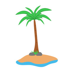 Tropical island with palm trees and sandy beaches, coconut trees