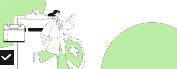 Doctor examines patient flat vector concept operation hand drawn illustration

