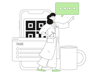 Doctor examines patient flat vector concept operation hand drawn illustration
