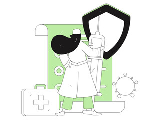 Doctor examines patient flat vector concept operation hand drawn illustration
