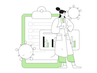 Doctor examines patient flat vector concept operation hand drawn illustration
