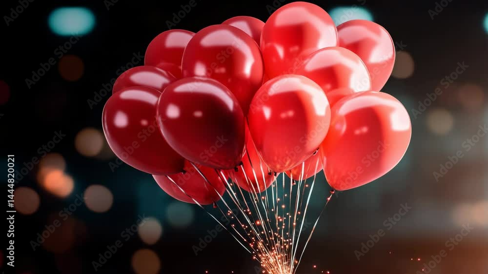 Aufkleber bunch of red balloons are floating in the air. the balloons are scattered in different directions, c