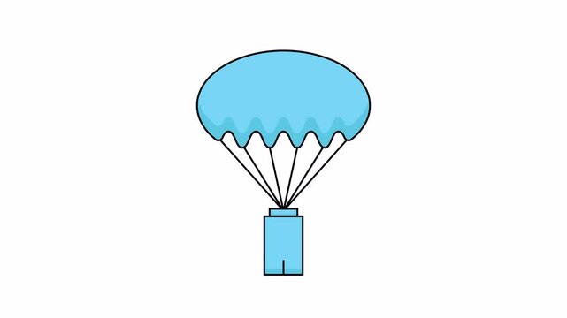 Parachute With Battery Icon Animation. 4k Animation With Alpha Channel And Transparent Background