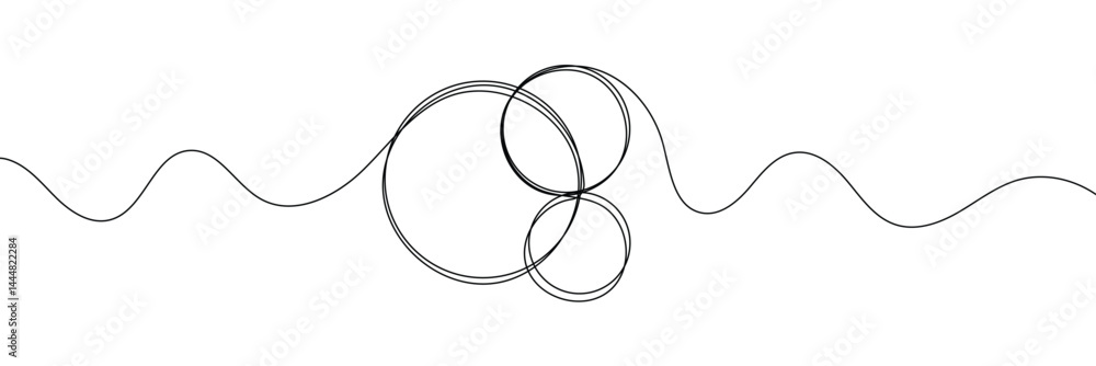 Aufkleber continuous one line circle stroke, hand drawn circle frame on white background. one line drawing vec