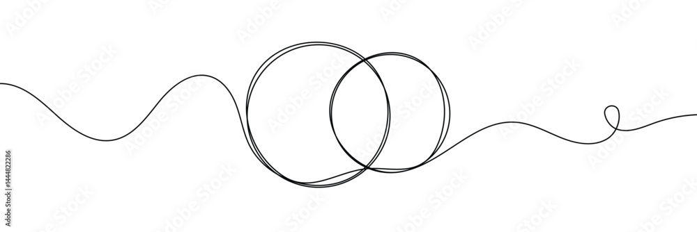 Aufkleber continuous one line circle stroke, hand drawn circle frame on white background. one line drawing vec