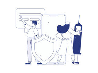 Doctor examines patient flat vector concept operation hand drawn illustration
