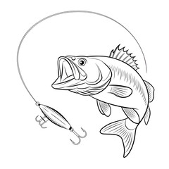 fish on a white background coloring page 
