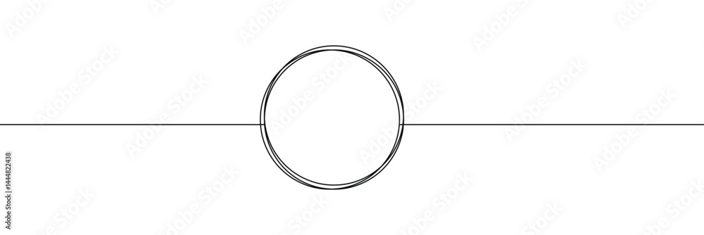 Poster continuous one line circle stroke, hand drawn circle frame on white background. one line drawing vec