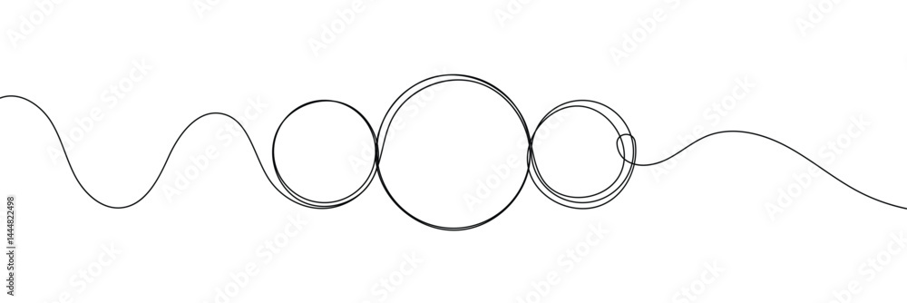 Aufkleber continuous one line circle stroke, hand drawn circle frame on white background. one line drawing vec
