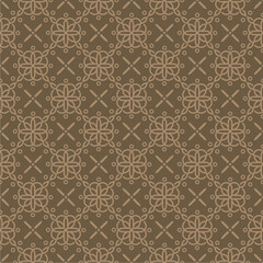 Elegant Seamless Floral Geometric Pattern. Luxury Vintage Line Art Background for Textiles, Wallpapers, Packaging & Digital Projects, Brown & Beige Ornamental Design
