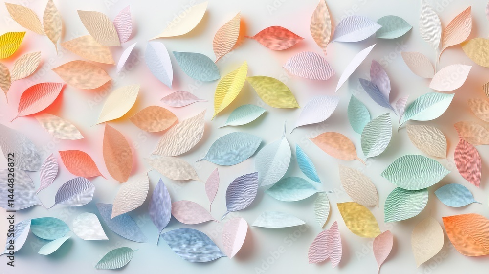 Poster a vibrant arrangement of colorful paper leaves in various shades and textures creating a whimsical a
