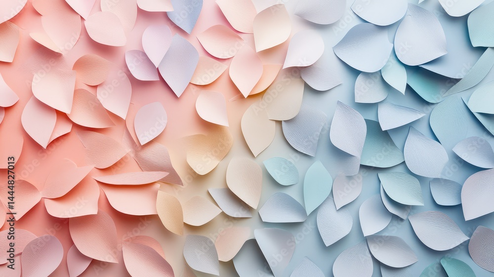Poster vibrant paper leaves in soft shades of pink and blue creating a beautiful gradient background for cr
