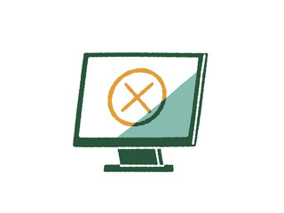 バツマークが表示されたパソコンモニター