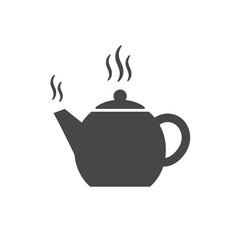 Teapot Icon: A simple yet elegant icon of a steaming teapot, perfect for representing warmth, comfort, and relaxation, ideal for use in websites, app interfaces, and graphic design projects.