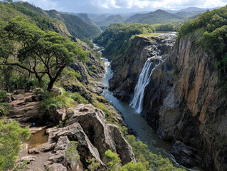 Fototapeta premium A stunning image of Barron Falls in Kuranda, Australia
