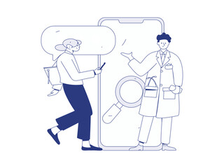Doctor examines patient flat vector concept operation hand drawn illustration

