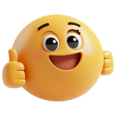 Thumbs Up Emoji: A cheerful emoji with thumbs up gesture, perfect for expressing approval, agreement, or positivity, rendered in a friendly and engaging style.