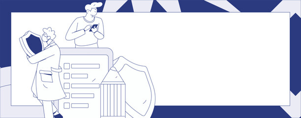 Doctor examines patient flat vector concept operation hand drawn illustration
