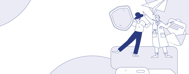 Doctor examines patient flat vector concept operation hand drawn illustration
