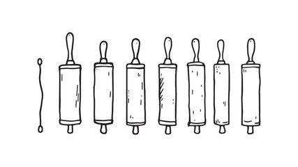 Rolling Pin Clipart line art design for kitchen and baking