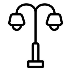 Street Lights Line Icon Style