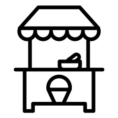 Ice Cream Stall Line Icon Style