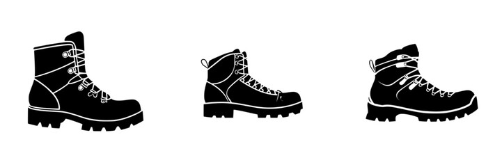 Different styles of hiking boots silhouettes for outdoor enthusiasts and adventurers to explore nature