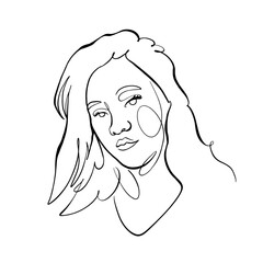 Aesthetic Woman Female Face Minimalist One Line Art Illustration for Cosmetic Design and Scrapbook Decoration