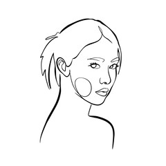 Aesthetic Woman Female Face Minimalist One Line Art Illustration for Cosmetic Design and Scrapbook Decoration