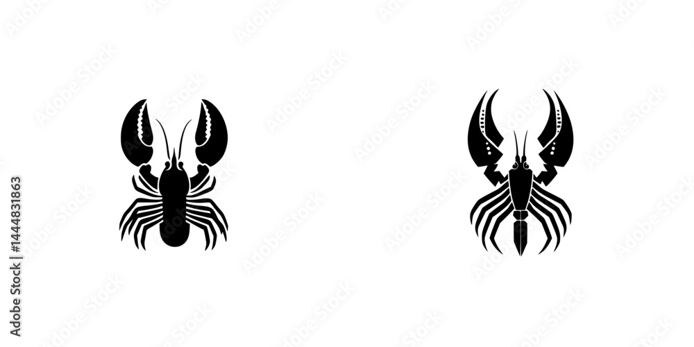 Poster Unique set of silhouette pictograms featuring lobsters suitable for various design projects and presentations