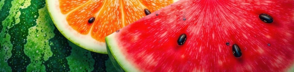 Abstract watermelon rind texture, bold geometric shapes, summer feel, template, bright