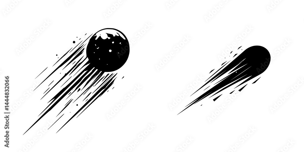 Poster dynamic silhouette pictograms depicting fast-moving objects in a minimalist style suitable for vario