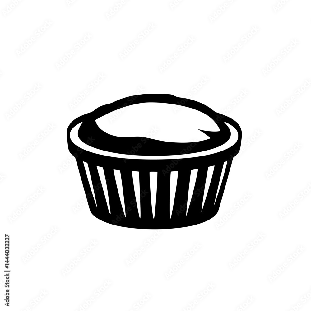 Poster creative silhouette pictogram set featuring various isolated vector icons including a cupcake design