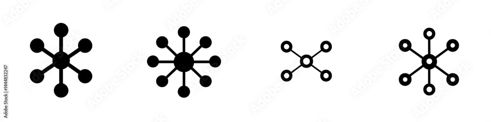Poster silhouette pictogram icons set illustrating various network and connection designs for visual commun