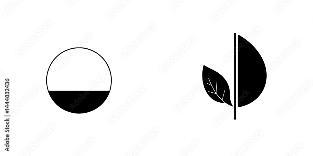 Poster silhouette pictograms representing natural elements and abstract shapes in minimalist design