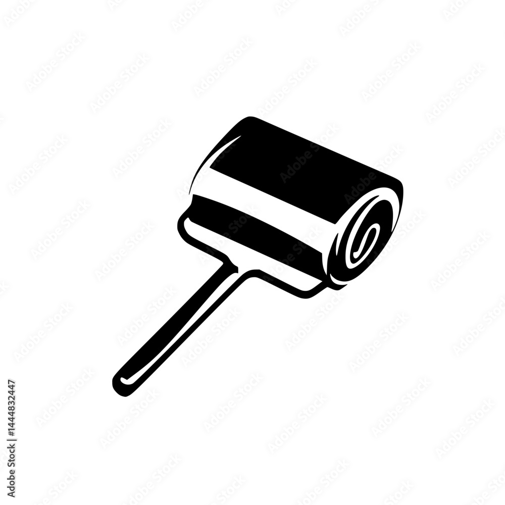 Poster silhouette pictogram of a paint roller demonstrating painting activity in a simple vector style suit