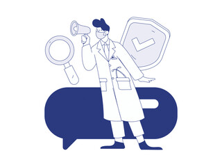 Doctor examines patient flat vector concept operation hand drawn illustration
