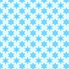 Seamless Snowflake Pattern on Light Blue Background