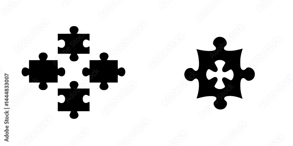 Aufkleber silhouette pictogram set showing puzzle pieces symbolizing connection and creativity in design