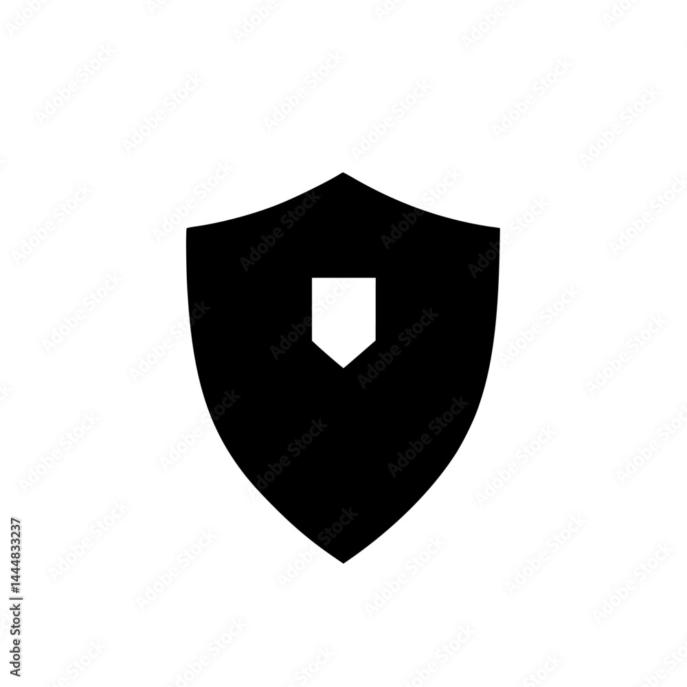 Poster silhouette pictogram of a shield design representing protection and security in modern graphics
