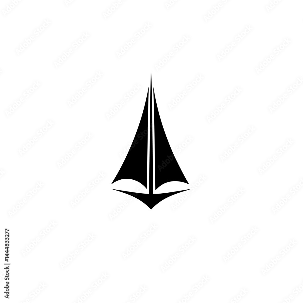 Poster silhouette vector icons set depicting sailing activities and nautical themes in minimalist design