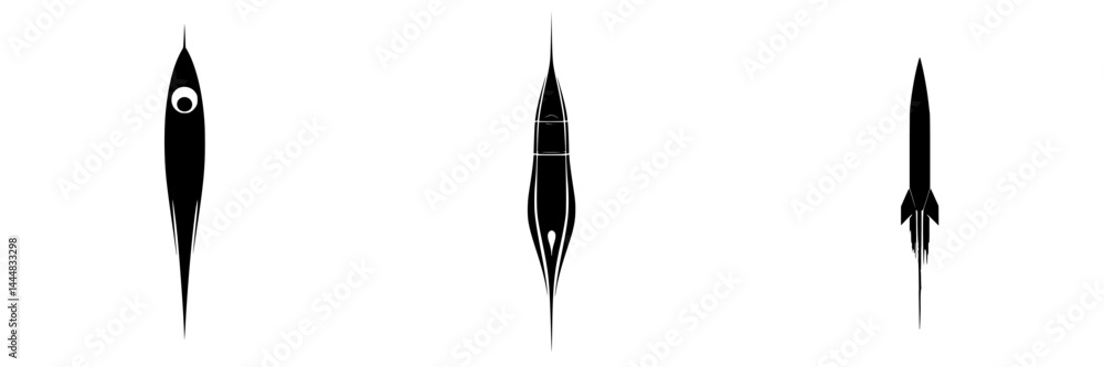 Poster collection of unique silhouette pictograms representing different objects and concepts
