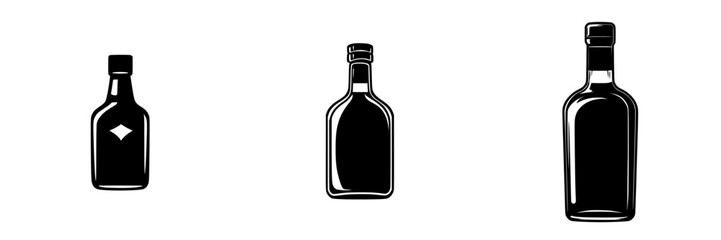 Silhouette pictograms of various bottle designs for use in graphic design projects and digital media